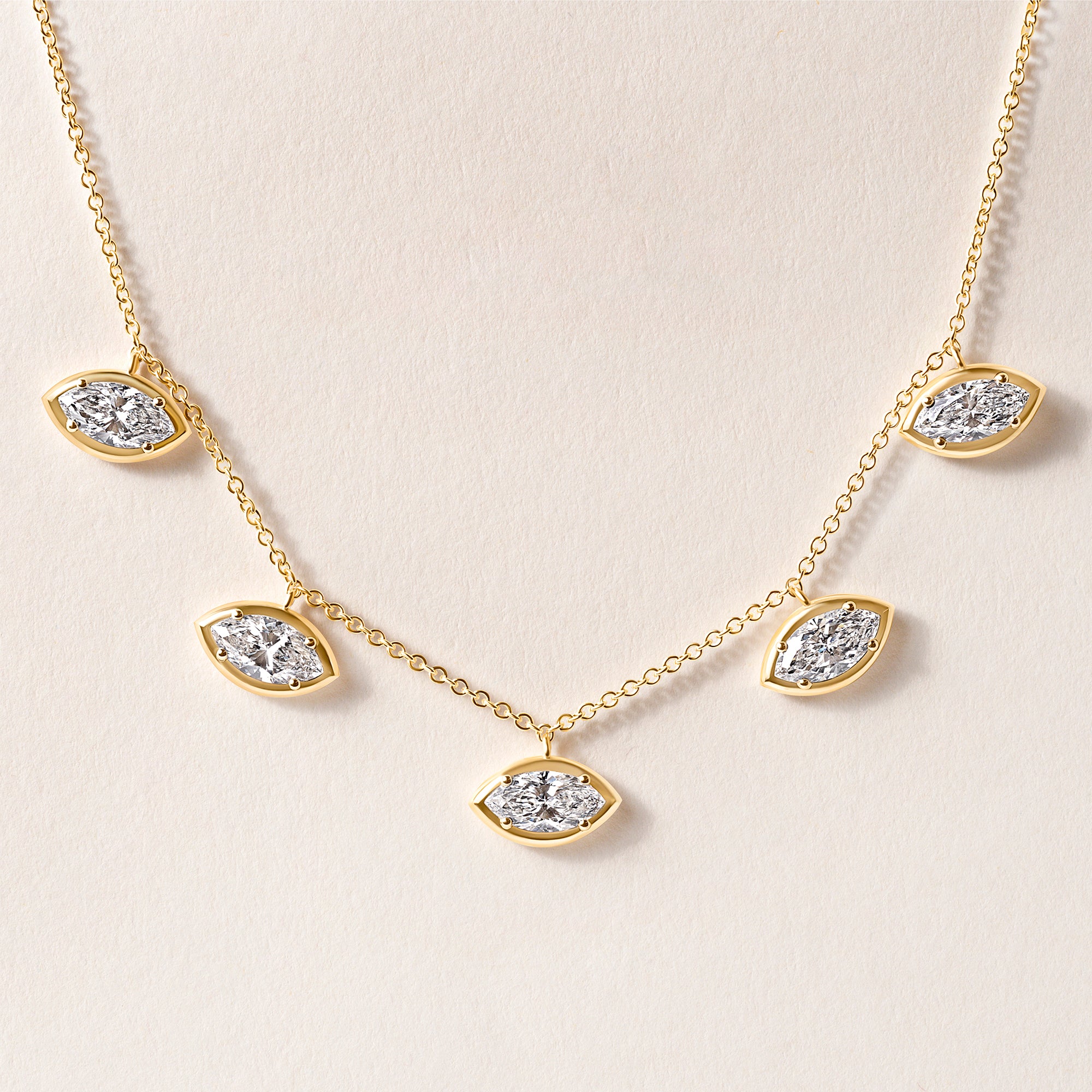 Horizontal Marquise Stella Bezel Necklace