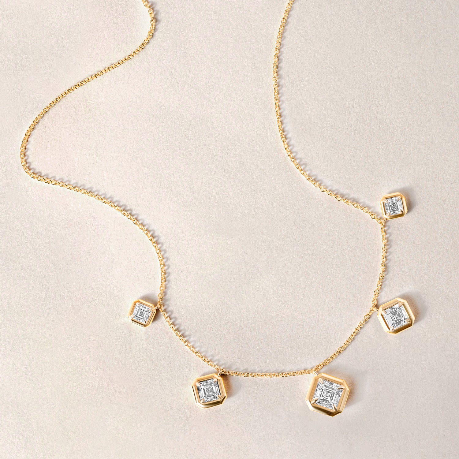 Graduated Asscher Stella Bezel Necklace