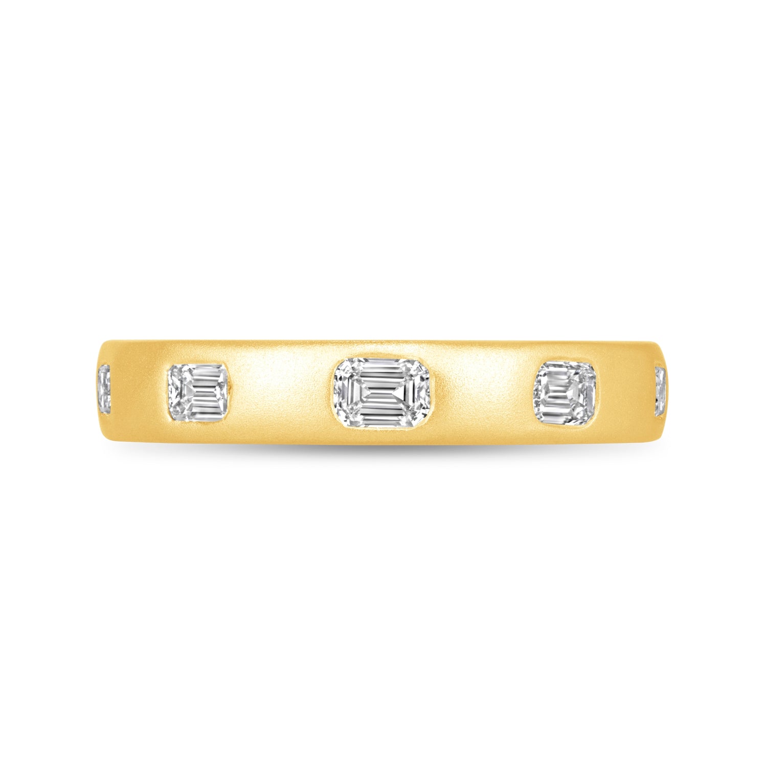 Dome Dot Flush Set Emerald Cut Diamond Ring