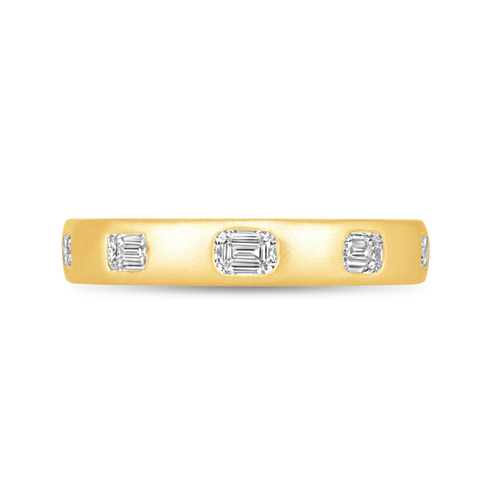 Dome Dot Flush Set Emerald Cut Diamond Ring