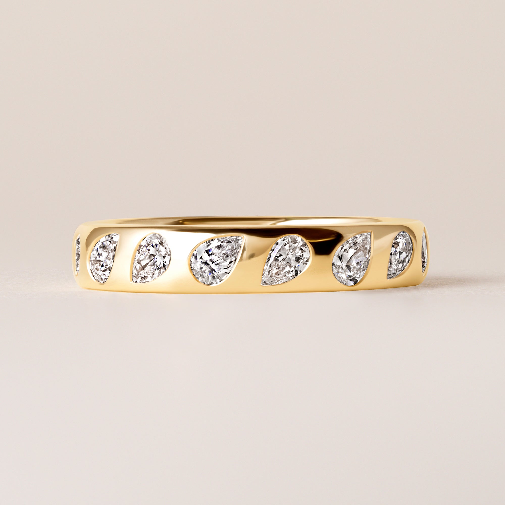 Dome Dot Flush Set Mirrored Pear Diamond Ring