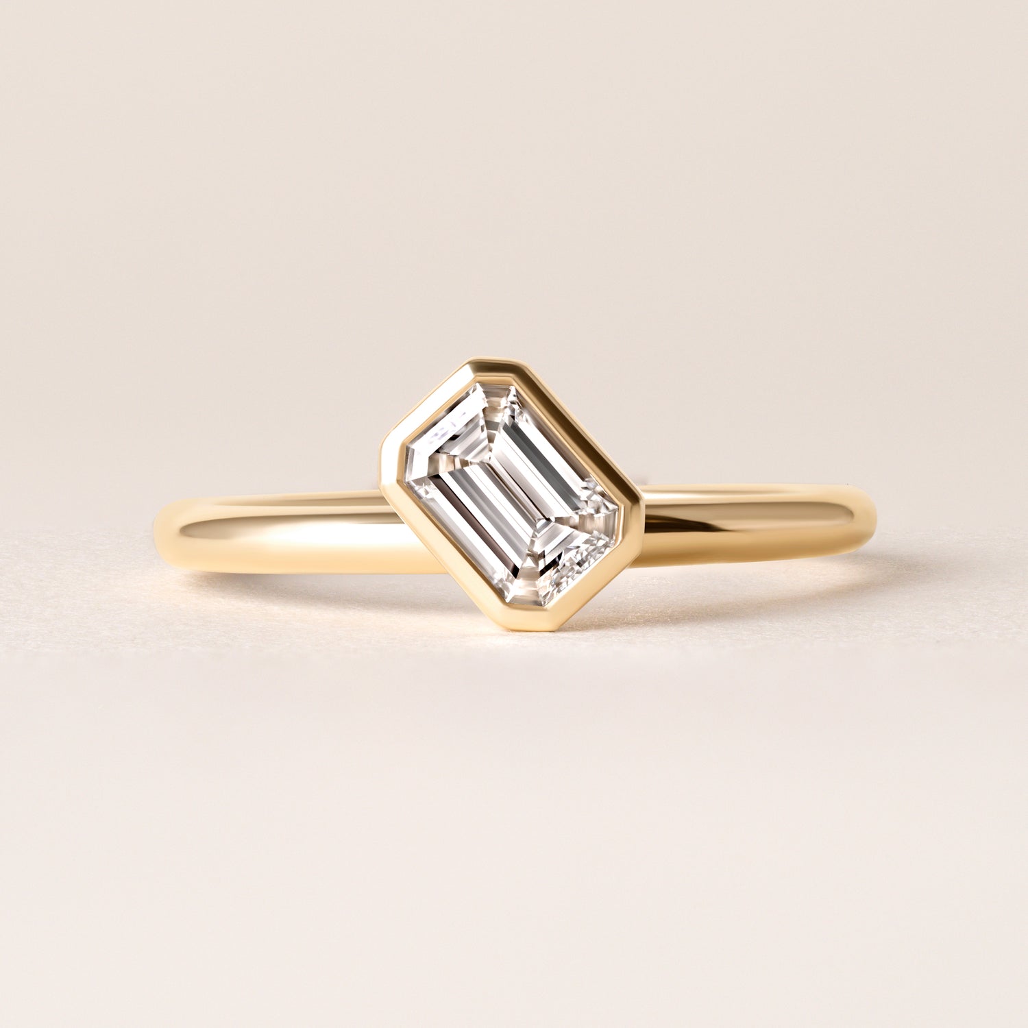 Offset Emerald Cut Lux Ring
