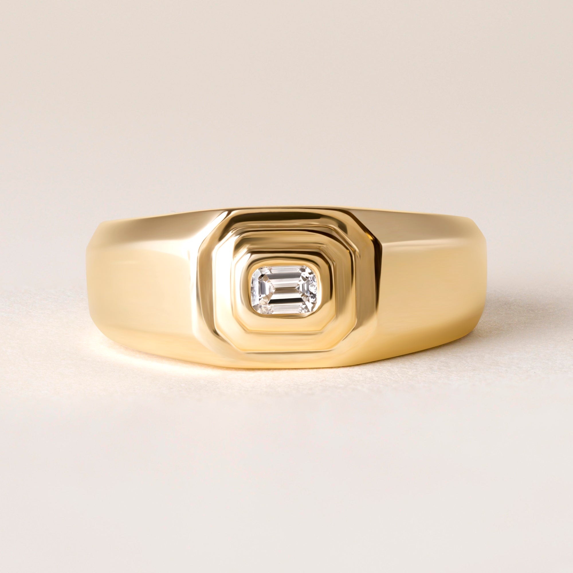 Echo Emerald Cut Diamond Signet Ring