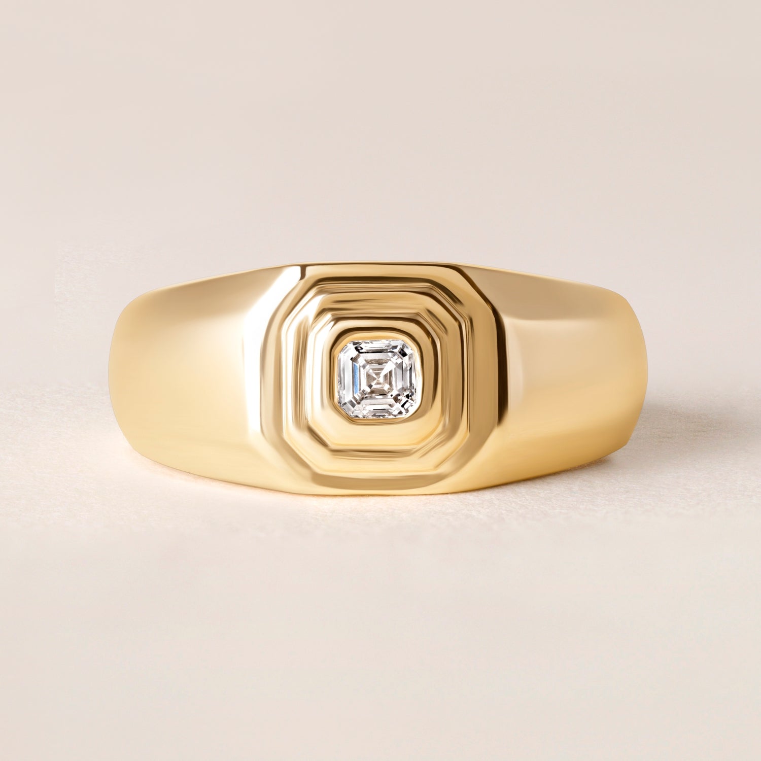 Echo Asscher Diamond Signet Ring
