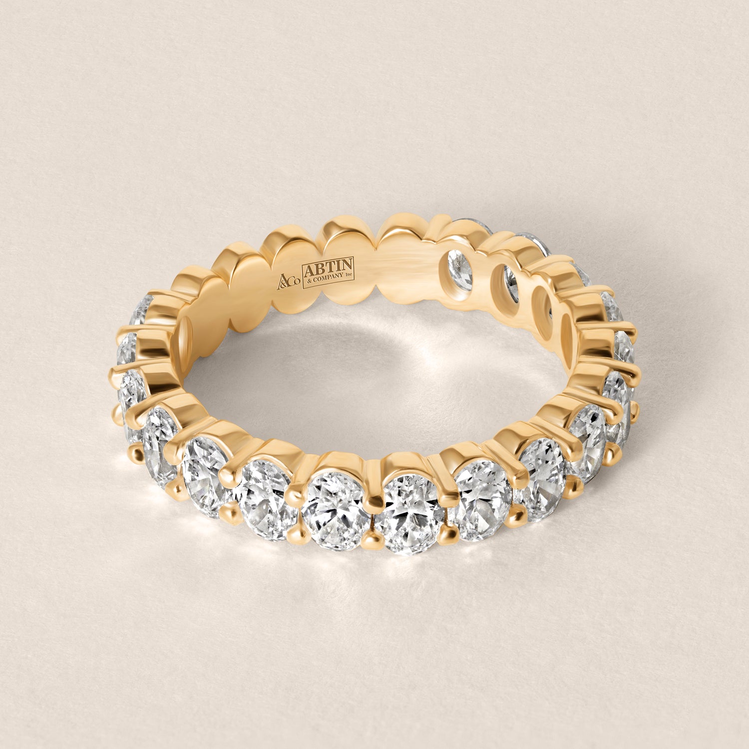 Aurielle 14K Gold Oval Cut Three Quarter Way Eternity Shared Prong Lab Grown Diamond Wedding Band