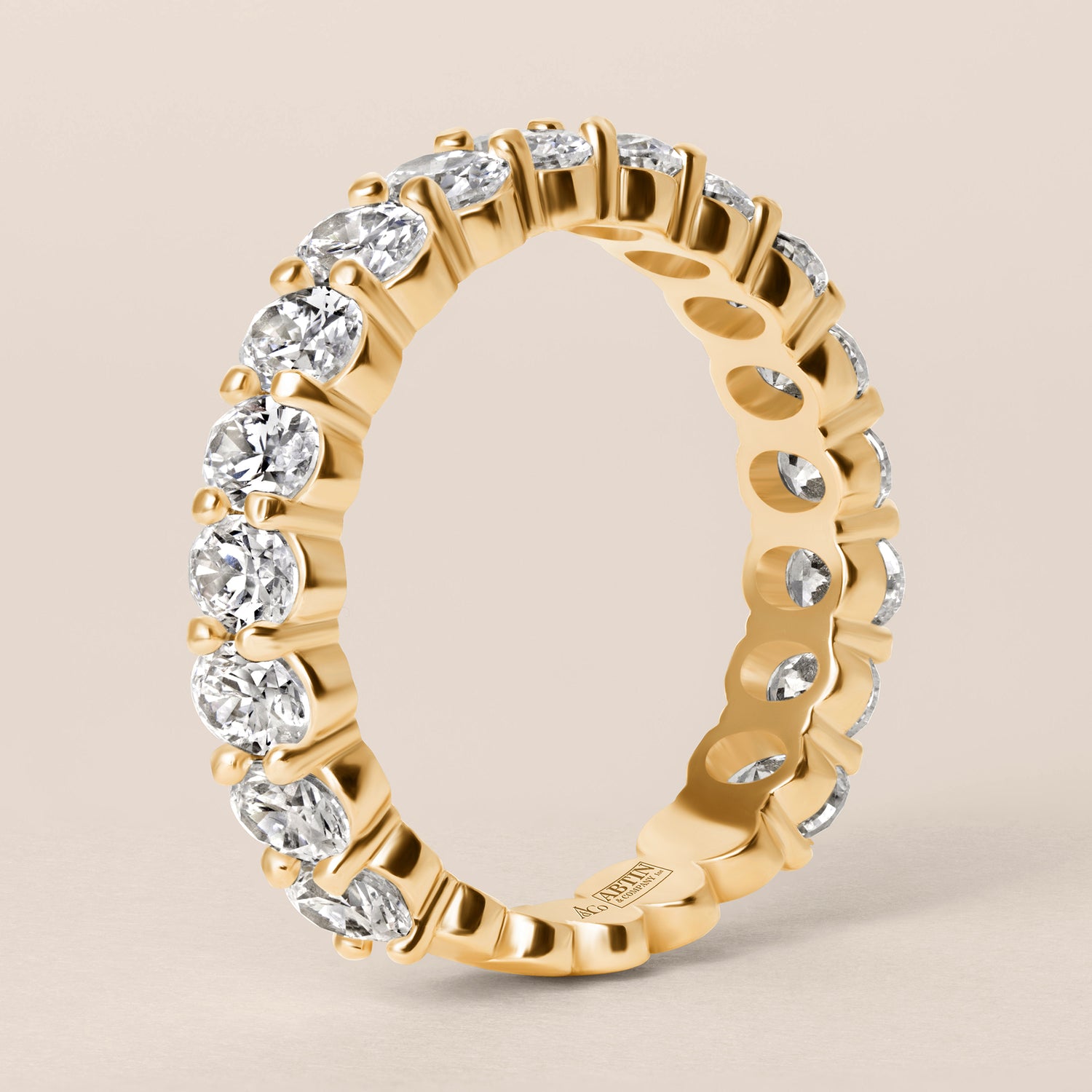Aurielle 14K Gold Oval Cut Three Quarter Way Eternity Shared Prong Lab Grown Diamond Wedding Band