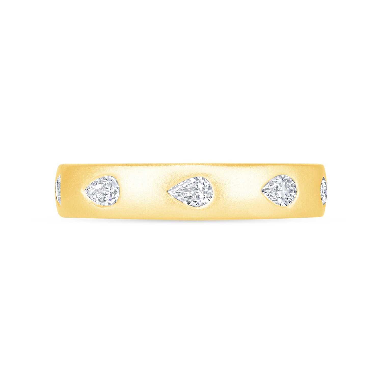 Dome Dot Flush Set Straight Pear Diamond Ring