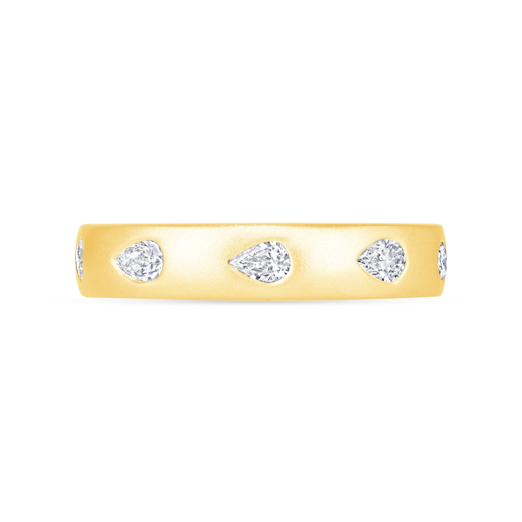 Dome Dot Flush Set Straight Pear Diamond Ring