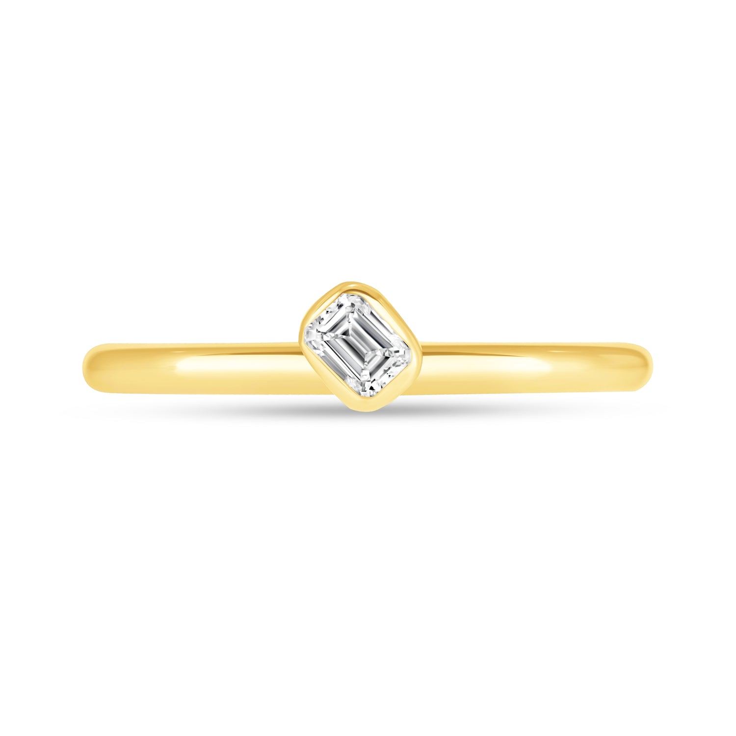 Offset Emerald Cut Spark Ring