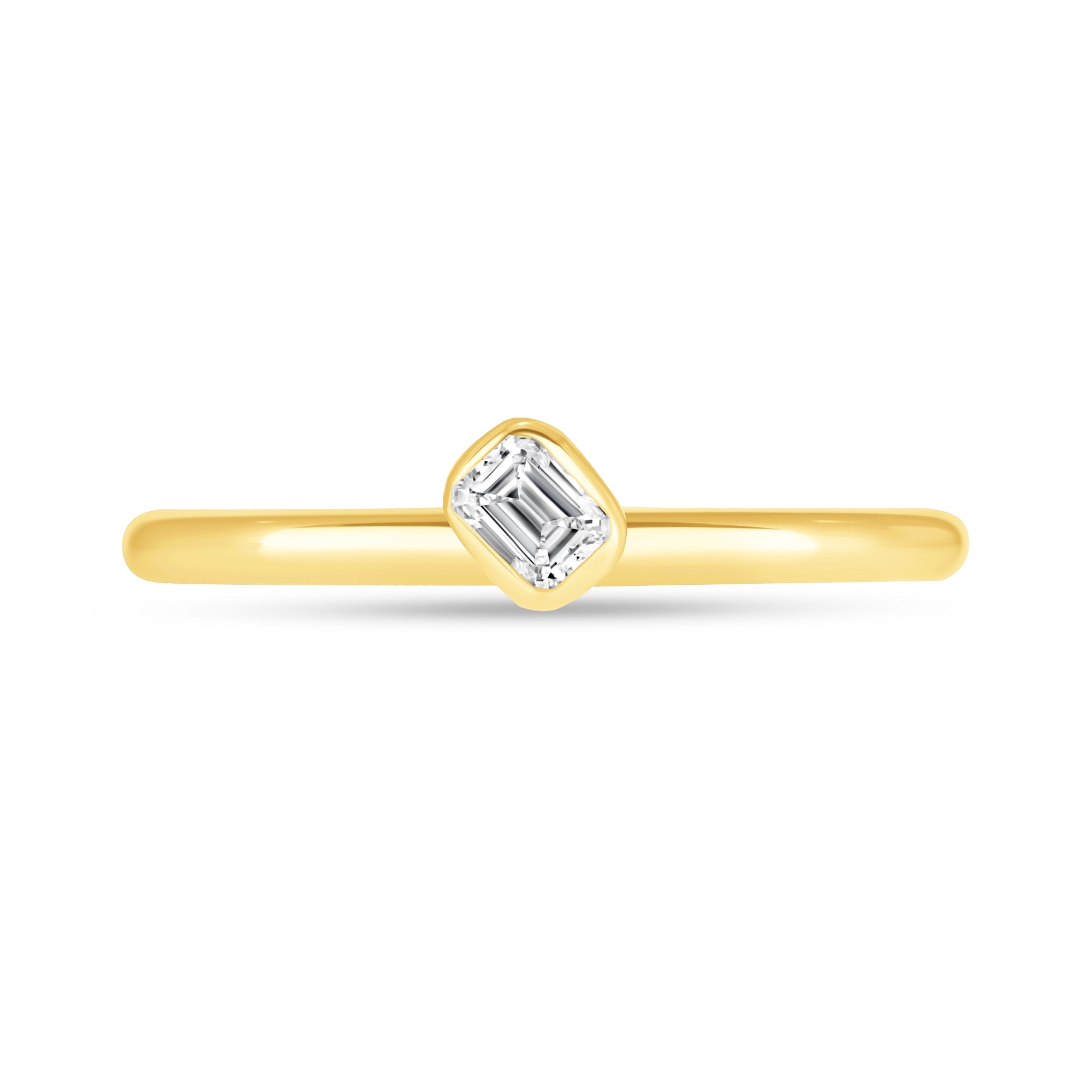 Offset Emerald Cut Spark Ring