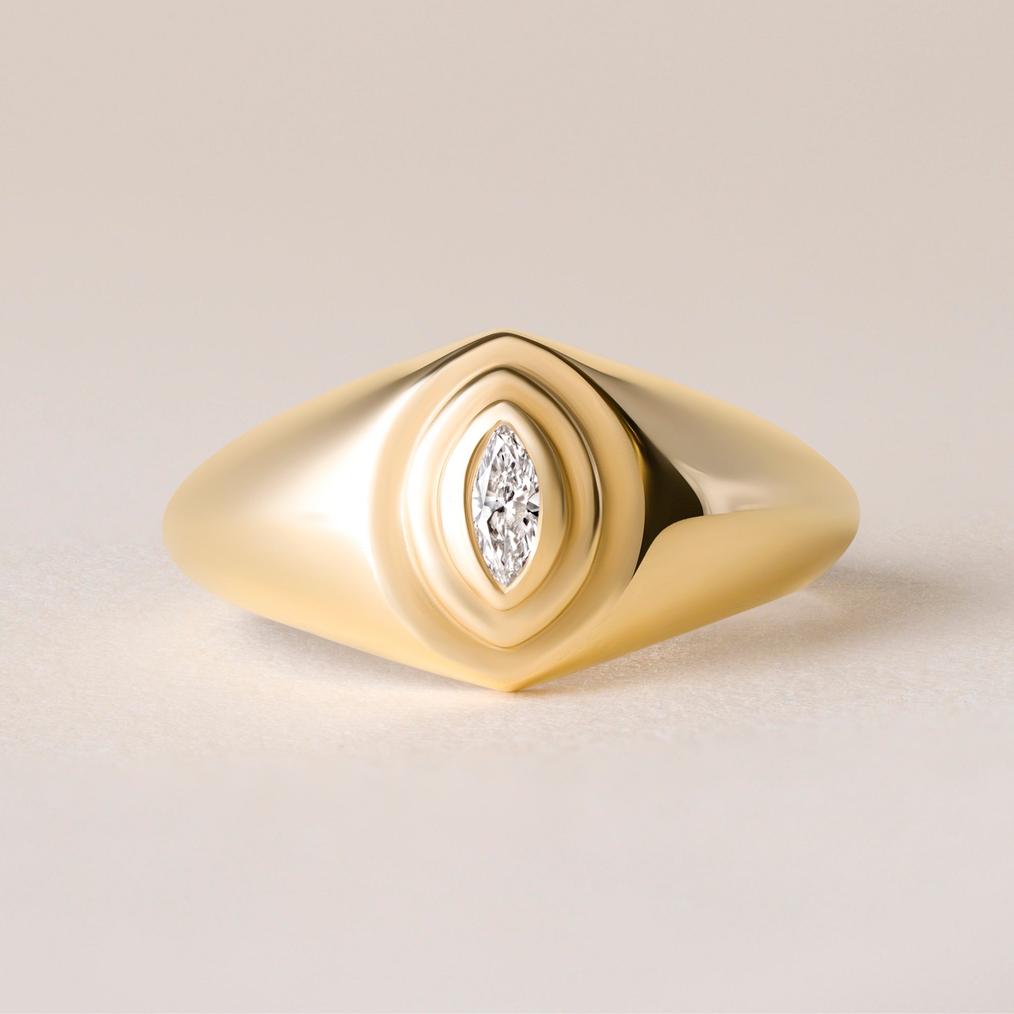 Echo Marquise Diamond Signet Ring