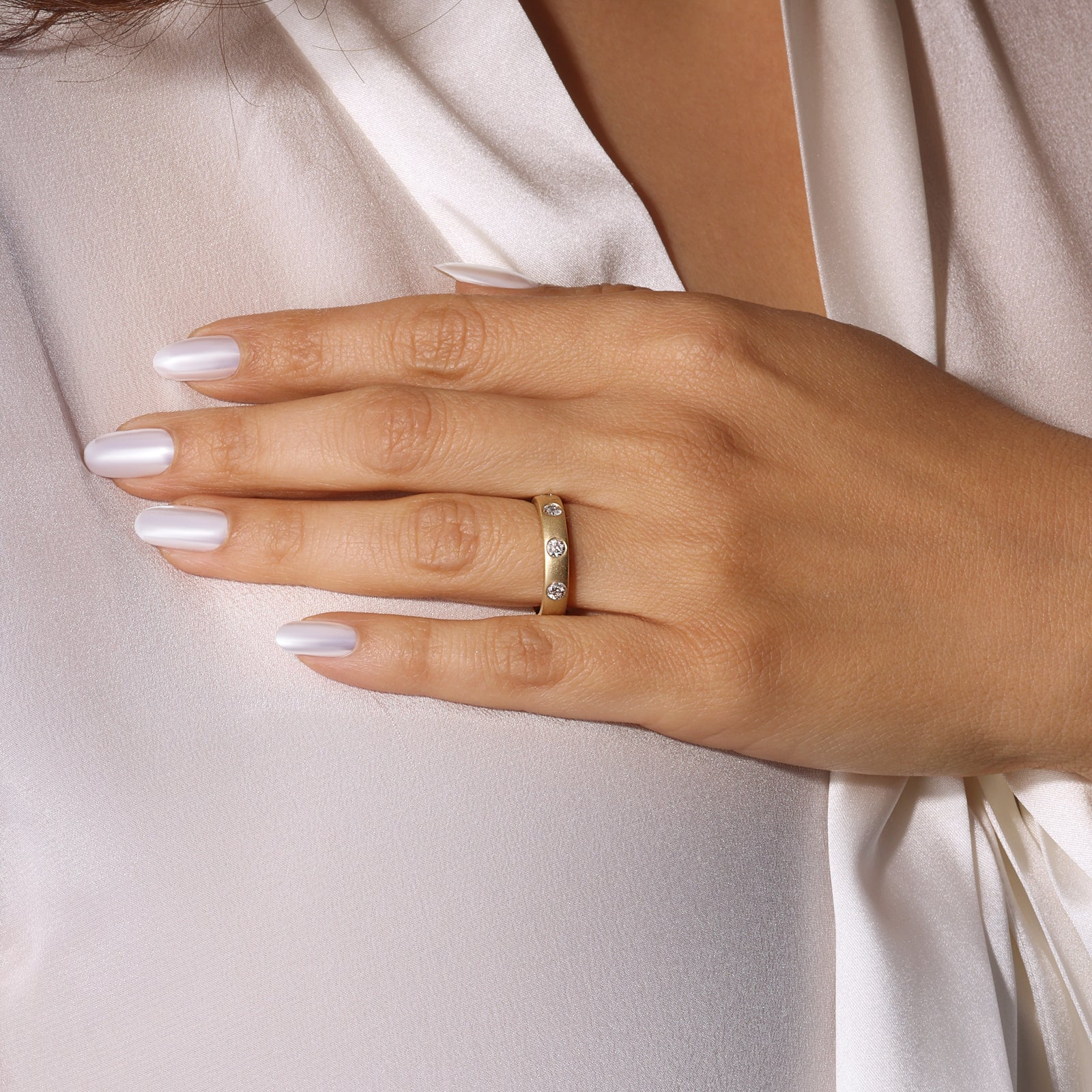 Dome Dot Flush Set  Round Diamond Ring