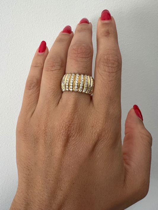 14K Gold Wide Diamond Dome Ring - Abtin & Company 
