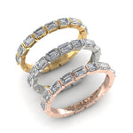 14K Gold Emerald Cut Halfway East West Eternity Modern Prong Set Lab Grown Diamond Wedding Band Ring - Abtin & Company 