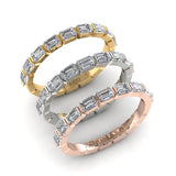 14K Gold Emerald Cut Halfway East West Eternity Modern Prong Set Lab Grown Diamond Wedding Band Ring - Abtin & Company 