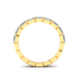 14K Gold Emerald Cut Halfway East West Eternity Modern Prong Set Lab Grown Diamond Wedding Band Ring - Abtin & Company 