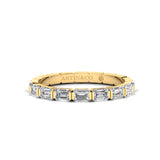 14K Gold Emerald Cut Halfway East West Eternity Modern Prong Set Lab Grown Diamond Wedding Band Ring - Abtin & Company 