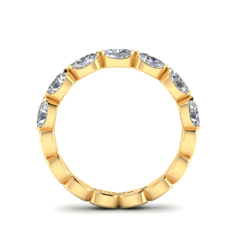 14K Gold Oval Cut Halfway East West Eternity Frame Set Lab Grown Diamond Wedding Band Ring - Abtin & Company 