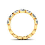 14K Gold Oval Cut Halfway East West Eternity Frame Set Lab Grown Diamond Wedding Band Ring - Abtin & Company 