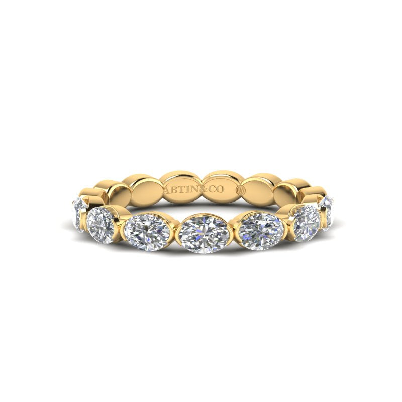14K Gold Oval Cut Halfway East West Eternity Frame Set Lab Grown Diamond Wedding Band Ring - Abtin & Company 