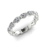14K Gold Oval Cut Three Quarter Way East West Eternity Frame Set Lab Grown Diamond Wedding Band Ring - Abtin & Company 