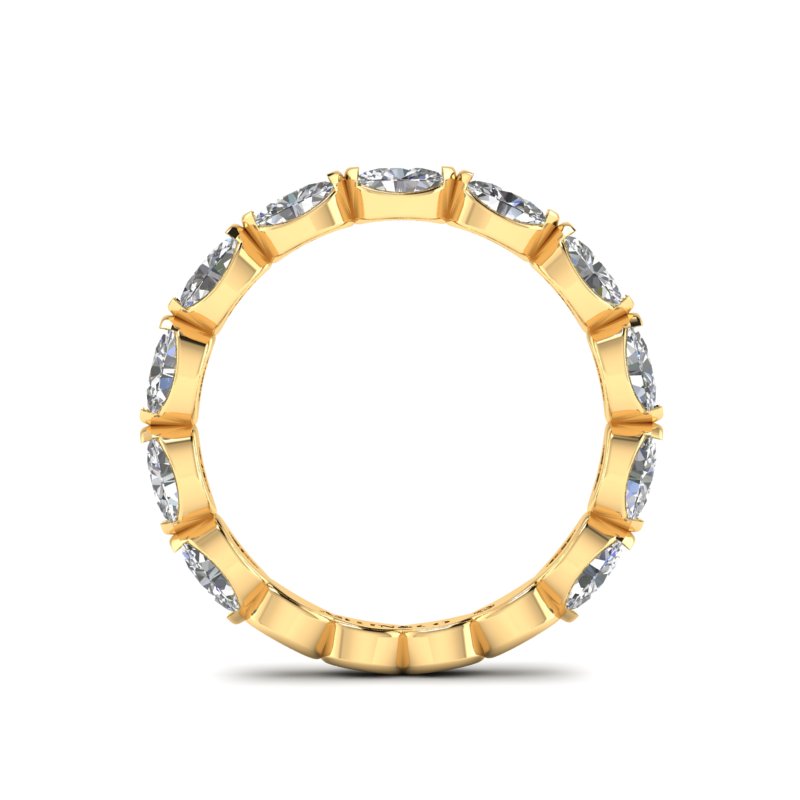 14K Gold Oval Cut Three Quarter Way East West Eternity Frame Set Lab Grown Diamond Wedding Band Ring - Abtin & Company 