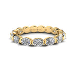 14K Gold Oval Cut Three Quarter Way East West Eternity Frame Set Lab Grown Diamond Wedding Band Ring - Abtin & Company 