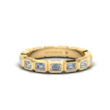 14K Gold Emerald Cut Halfway East West Eternity Bezel Set Lab Grown Diamond Wedding Band Ring - Abtin & Company 