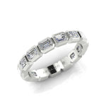 14K Gold Emerald Cut Three Quarter Way East West Eternity Bezel Set Lab Grown Diamond Wedding Band Ring - Abtin & Company 