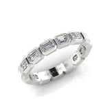14K Gold Emerald Cut Three Quarter Way East West Eternity Bezel Set Lab Grown Diamond Wedding Band Ring - Abtin & Company 