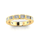 14K Gold Emerald Cut Three Quarter Way East West Eternity Bezel Set Lab Grown Diamond Wedding Band Ring - Abtin & Company 