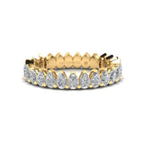 14K Gold Pear Cut Three Quarter Way Eternity Modern Prong Set Lab Grown Diamond Wedding Band Ring - Abtin & Company 