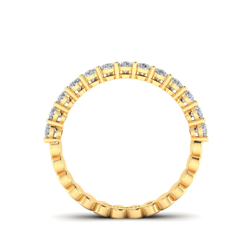 14K Gold Pear Cut Halfway Eternity Modern Prong Set Lab Grown Diamond Wedding Band Ring - Abtin & Company 
