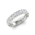 14K Gold Pear Cut Three Quarter Way Eternity Modern Half Bezel Set Lab Grown Diamond Wedding Band Ring - Abtin & Company 