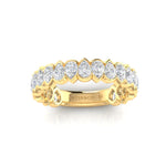 14K Gold Pear Cut Three Quarter Way Eternity Modern Half Bezel Set Lab Grown Diamond Wedding Band Ring - Abtin & Company 
