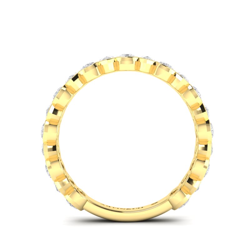 14K Gold Pear Cut Three Quarter Way Eternity Modern Half Bezel Set Lab Grown Diamond Wedding Band Ring - Abtin & Company 