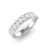 14K Gold Pear Cut Halfway Eternity Modern Half Bezel Set Lab Grown Diamond Wedding Band Ring - Abtin & Company 