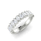 14K Gold Pear Cut Halfway Eternity Modern Half Bezel Set Lab Grown Diamond Wedding Band Ring - Abtin & Company 