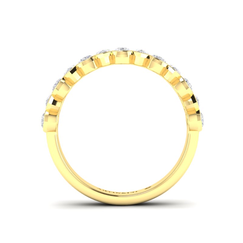 14K Gold Pear Cut Halfway Eternity Modern Half Bezel Set Lab Grown Diamond Wedding Band Ring - Abtin & Company 