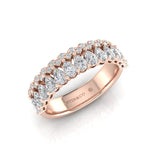 14K Gold Pear Cut & Round Halfway Eternity Prong Set Lab Grown Diamond Wedding Band Ring - Abtin & Company 