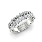 14K Gold Pear Cut & Round Halfway Eternity Prong Set Lab Grown Diamond Wedding Band Ring - Abtin & Company 