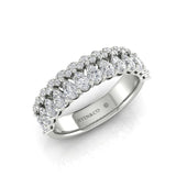 14K Gold Pear Cut & Round Halfway Eternity Prong Set Lab Grown Diamond Wedding Band Ring - Abtin & Company 
