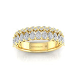 14K Gold Pear Cut & Round Halfway Eternity Prong Set Lab Grown Diamond Wedding Band Ring - Abtin & Company 