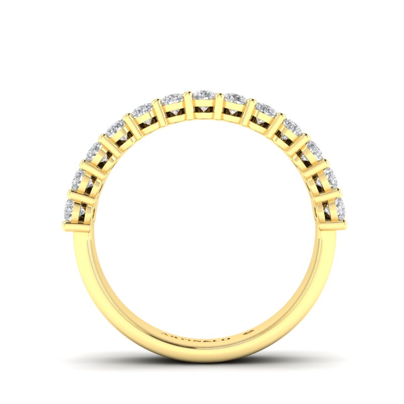 14K Gold Pear Cut & Round Halfway Eternity Prong Set Lab Grown Diamond Wedding Band Ring - Abtin & Company 