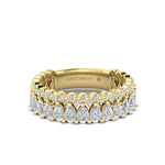 14K Gold Pear Cut & Round Three Quarter Way Eternity Prong Set Lab Grown Diamond Wedding Band Ring - Abtin & Company 