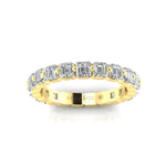 14K Gold Ascher Cut Three Quarter Way Eternity Floating Set Lab Grown Diamond Wedding Band Ring - Abtin & Company 