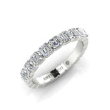14K Gold Ascher Cut Halfway Eternity Floating Set Lab Grown Diamond Wedding Band Ring - Abtin & Company 