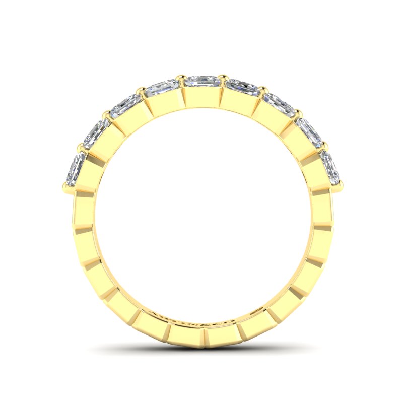 14K Gold Ascher Cut Halfway Eternity Floating Set Lab Grown Diamond Wedding Band Ring - Abtin & Company 