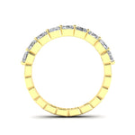 14K Gold Ascher Cut Halfway Eternity Floating Set Lab Grown Diamond Wedding Band Ring - Abtin & Company 