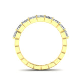 14K Gold Ascher Cut Halfway Eternity Floating Set Lab Grown Diamond Wedding Band Ring - Abtin & Company 